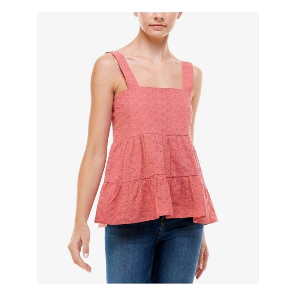 Q+A LOS ANGELES Womens Coral Lined Long Sleeve Baby Doll Top M